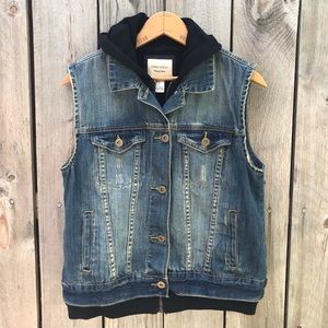 Forever 21 denim vest with hoodie.